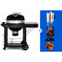 Grill węglowy 22" PRO Charcoal Kettle Cart czarny + zestaw (komin do rozpalania #67802, węgiel drzewny 3 kg #67107, podpałka 100 szt. #67052)